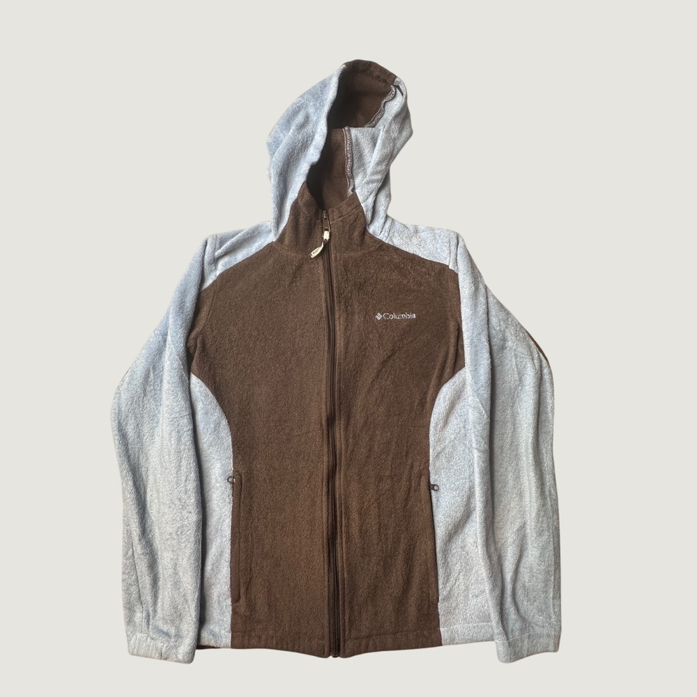 Columbia Hoodie Womens Small WL6614 Full Zip Fleece Brown Blue Colorblock